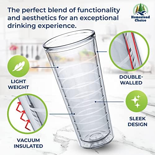Insulated Drinking Glasses 22oz 4-pack - Great for Iced Coffee & Hot Drinks - Image 4