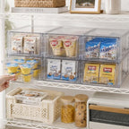 4 Pack Stackable Storage Drawers with Handles, Easy Assembly Clear Acrylic Fridge Organizer, Refrigerator Organizers and Storage for Kitchen, Under Sink, Pantry, Bathroom - Image 2