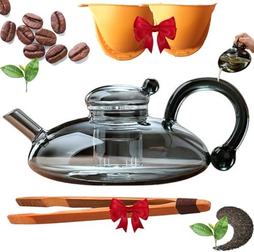 Glass Teapot Set with Removable Infuser Heat Resistant Loose Leaf Tea Pot for Loose Tea Coffee Herbal Tea(Gray) by Unknown