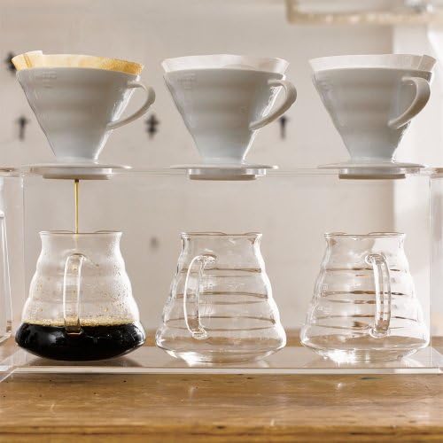 Hario V60 Ceramic Coffee Dripper Pour Over Cone Coffee Maker Size 02, White & V60 Glass Range Coffee Server, 600ml - Image 6