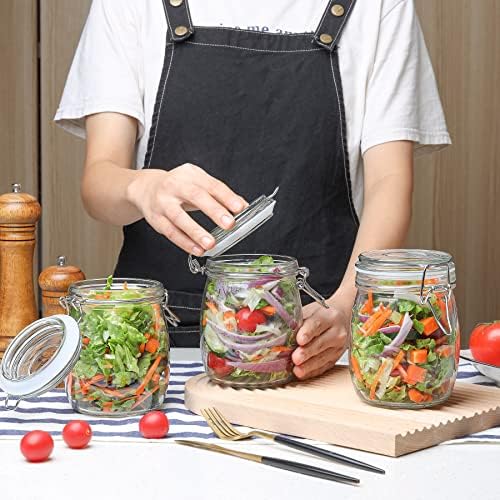 ComSaf Airtight Glass Canister Set of 12 with Lids 17oz/25oz Food Storage Jar - Storage Container with Clear Preserving Seal Wire Clip Fastening for Kitchen Canning Cereal,Pasta,Sugar,Beans - Image 6