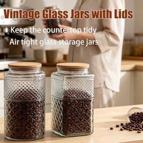 1 Gallon Large Glass Jar with Lid Round Food Coffee Canister with Scoop - Image 3