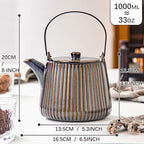 Yundu Ceramic Teapots for Tea, 1000ml/33.8oz Tea Pot with Infusers for Loose Tea, Striped Tea Pot with Removable Tea Infuser - Reactive Brown - Image 2