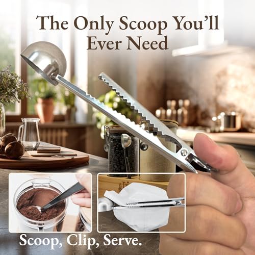 Airtight Coffee Canister with Scoop | Curated Glass Storage Set for Beans, Grounds & Sugar | 9-Piece Ritual Organizer with Bamboo Base, Versatile Artisan Spoon, Labels & Cleaning Brush - Image 4
