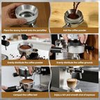 Premium 51mm Espresso Distribution Tool Set,Professional Barista Kit with Calibrated Tamper, Dosing Funnel, Spring Loaded Design,Black and Silver - Image 6