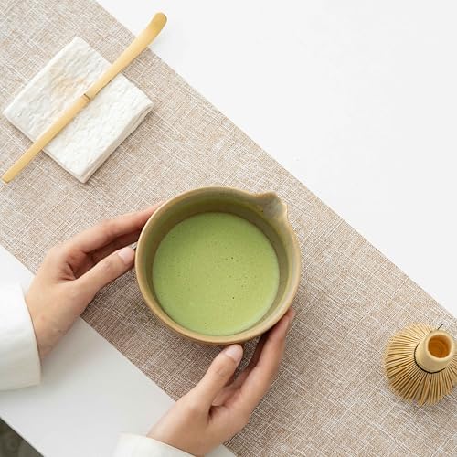 Ceramic Matcha Whisk Set Vintage Gray Yellow Japanese Matcha Sets of 8 Macha Kit(Matcha Whisk (Chasen), Matcha Whisk Stand,Scoop, Matcha Bowl with Spout,Sifter and Kettle,Water Thermometer) - Image 7