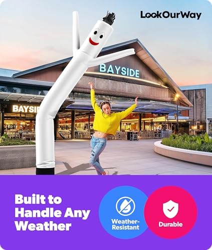 LookOurWay Air Dancers Inflatable Tube Man Attachment - 10 Feet Tall Wacky Waving Inflatable Dancing Tube Guy for Business Promotion - Blower Not Included - White - Image 5