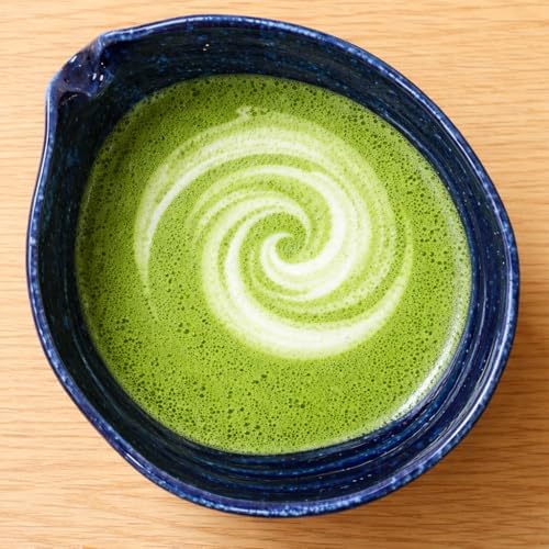 Urban Tokyo Meisen Pottery Handmade Ceramic Matcha Bowl with Pouring Spout, Japanese Minoyaki Pottery, Tea Ceremony Whisking, 18oz, Made in Japan (Namako Ao (Navy Blue)) - Image 3