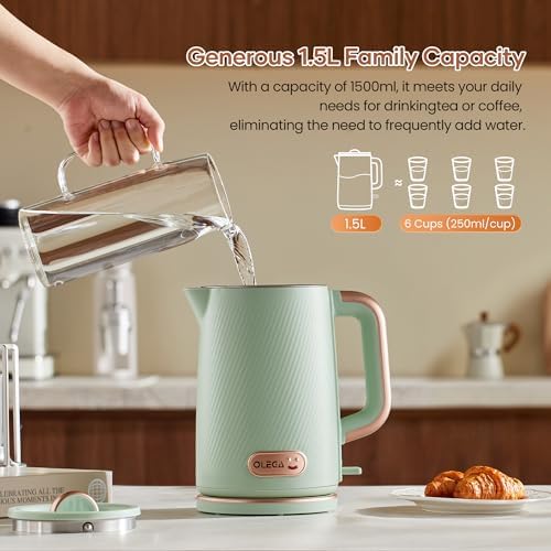 OLEGA Electric Tea Kettle: 1200W Fast Boil Electric Water Kettles 1.5L - Image 6