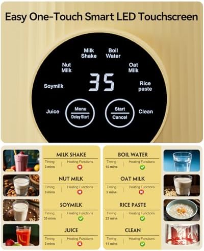 8 in1 Automatic Nut Milk Maker Machine, 35oz Almond Milk Maker Machine for Homemade Milkshake, Almond, Plant-Based, BPA Free Electric Blender for Baby Food With Delay start/Self Clean, juicer - Image 3
