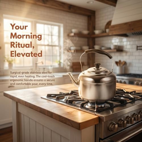 DOITOOL Stainless Steel Tea Kettle Stovetop 6L, Stovetop Tea Pot Food Grade Stovetop Whistling Tea Kettle Classic Stovetop Kettle Portable Camp Tea Pot for Home Outdoor Campfire Use - Image 3