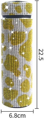 17 oz Bling Stainless Steel Water Bottle Rhinestone Vacuum Water Bottle Glitter Bottles Diamond Vacuum Flask Mug Gift Girls Women (500ml),Cow Yellow - Image 2