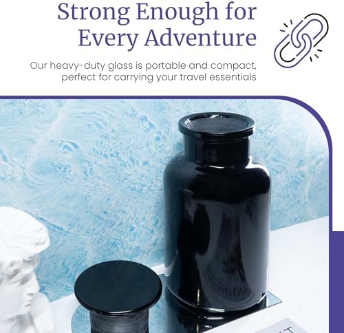 Infinity Jars 1L (34 Fl oz) Black Ultraviolet Blocking Glass Apothecary Jar Airtight Smell‑Proof Refillable Container for Herbs, Spices, Tea & Essential Oils - Image 3