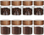 4 oz Glass Spice Mason Jars with Screw Wood Lid 8 pcs Airtight Small Glass Jars Seasoning Herb Containers Food Storage Canister for Sugar Coffee Bean Ground Pantry Cookies Salt (4oz(118ml)*8 pack) - Image 2
