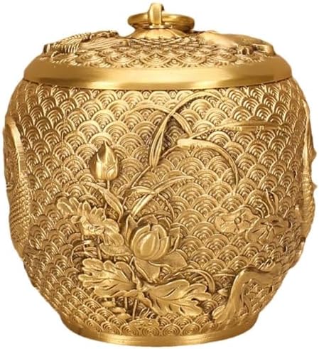 Pure Copper Tea Jar, Vintage Chinese Style Tea Tin Canister with Lid, Traditional Embossed Storage Container for Loose Leaf Tea, Coffee, Candy, Spices by Unknown