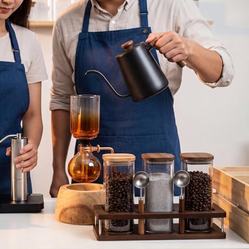 Suclain 3 Pcs 34 oz Glass Coffee Grounds Container with Shelf Glass Coffee Bean Storage Canisters with Airtight Lid and Measuring Spoon Food Storage Jars for Kitchen Sugar (Delicate Style) - Image 6