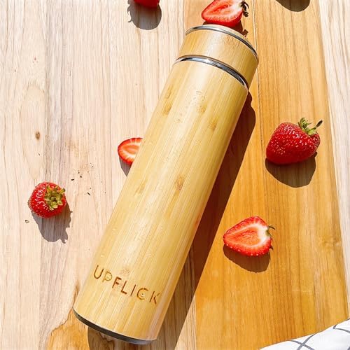 Bamboo Tea Tumbler with Infuser for Loose Tea 17 oz 25 unit Leak Proof, Double Wall, Wide Mouth, Vacuum Insulated, Ecofriendly Stainless Steal Insulated Bottle - Image 3