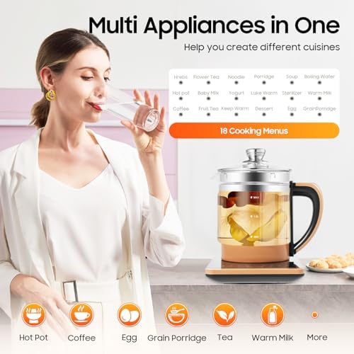 Health Pot Electric Kettle with Infuser, 1.8L Glass Electric Kettle - Image 2