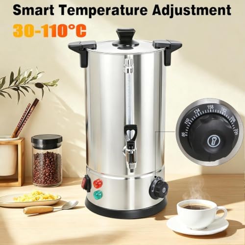 70 Cup Coffee Urn, 10L Commercial Coffee Maker, Double Wall Stainless Steel - Image 3