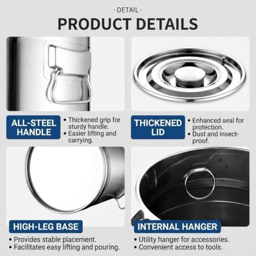 304 Stainless Steel Milk Can Milk Bucket,1.32-33 Gal Drink Dispenser Spigot - Image 4