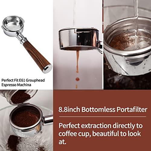 Bottomless Portafilter 58mm Compatible with E61 Group, Rancilio/Expobar/Rocket Espresso Machines, 2 ears 58mm Portafilter, Filter Basket Included (Redwood) - Image 4