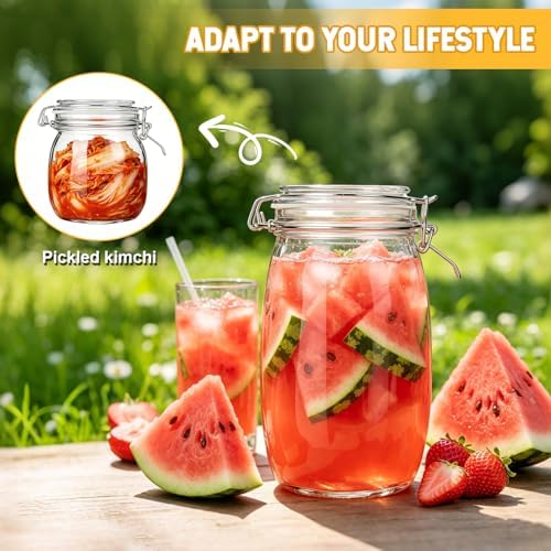 Glass Storage Jars with Airtight Lids Set of 6 (17 oz/26 oz/50 oz), Clear Glass Canister Containers Food Storage for Kitchen Pantry, Flour Sugar Coffee Beans Cereal Spice Tea, BPA-free - Image 6