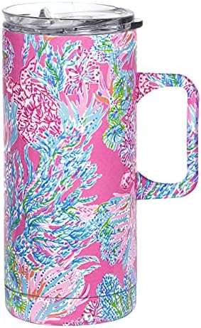 Lilly Pulitzer 16 Oz Travel Mug with Handle and Lid, Stainless Steel Insulated Coffee Tumbler, Double Wall Metal Cup, Seaing Things by Unknown