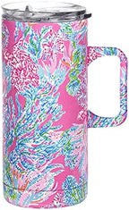 Lilly Pulitzer 16 Oz Travel Mug with Handle and Lid, Stainless Steel Insulated Coffee Tumbler, Double Wall Metal Cup, Seaing Things by Unknown