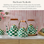 MACKENZIE-CHILDS Whistling Tea Kettle, Green-and-White Emerald Check - Image 2