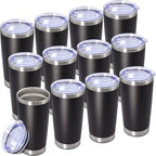 20oz Tumbler Insulated Tumblers Vacuum Coffee Mug with Lid Black 12Pack by Unknown
