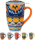 vancasso 18 Oz Tea Infuser Mug with Lid, Amber Iris Bloom by vancasso