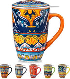 vancasso 18 Oz Tea Infuser Mug with Lid, Amber Iris Bloom by vancasso