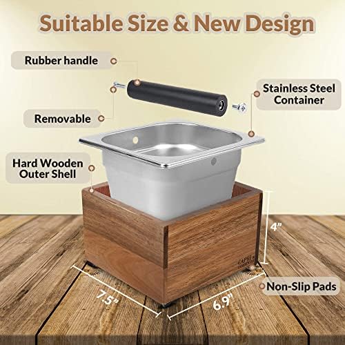 Knock Box | Large Capacity Espresso Knock Box | Non-Slip Base Knock Box Espresso | Coffee Knock Box | Shock Absorbant Espresso Knock Box and tamp station | Knock box for espresso coffee grounds - Image 5