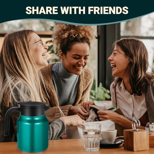 Insulated Coffee Carafe, 34 oz, Keeps Hot for 12H, Agave Teal - Image 5