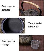 tetsubin Cast iron Tea Kettle workshop Healthy japanese flower pattern Teapot with Stainless Steel Infuser（30.4oz） - Image 5