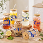 Glass Cups with Lids and Straws, 6Pack, 16oz, Cheerleader - Image 5