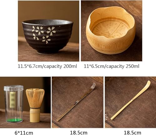8-piece Matcha Whisk Set - Handmade Japanese Tea Kit with Bowl, Bamboo Whisk, Scoop, Holder, Can & Tray - Perfect for Authentic Matcha Preparation B - Image 5
