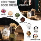 Glass Spice Storage Container with Spoon, 3PCS 20oz Airtight Sealed Condiment Jar with Tray, Kitchen Pantry Seasoning Canister Set for Salt Coffee Sugar Tea & Bathroom Cotton Swab Ball - Image 6