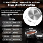 IKAPE 51mm Espresso Tamper, Premium Barista Coffee Calibrated Tamper with Spring Loaded, 100% Stainless Steel Tamper Compatible with All 51MM Bottomless Portafilter (Silver) - Image 2