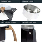 Primula Aluminum Stove Top Espresso Coffee Maker, Percolator Coffee Pot for Moka, Cuban Coffee, Cappuccino, Latte and more, Perfect for Camping, 6 Cup, Black - Image 3