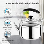 Whistling Kettle Kitchen Gas Kettle 4L/5L Whistling Tea Kettle Stovetop Stainless Steel Whistling Teapot with -hot Rubber Handle Stovetops - Image 2