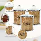 Topsky Coffee Sugar Tea Crystal Canister Set of 4,Sparkly Crystal Crushed Diamonds Home Decor,Silver Kitchen Coffee Jar Storage Set with Label & Lid,Storage Container Set for Countertop,Dining Room - Image 3