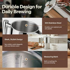 SterlingPro 1.75 L 59 oz Mirror Extra Large French Press Coffee Maker and 2 Pack Replacement Screens Bundle Stainless Steel Double Wall Insulated for Tea and Coffee - Image 6