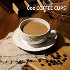 Cappuccino Cups with Saucers, 8oz Ceramic, Set of 4, Arctic White - Image 6
