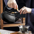 Cast Iron teapot,Classic Tea Kettle,Tetsubin Japanese Cast Iron Teapot Cup Set Tea Kettle Maker Tetsubin with Kettle Fork and Kettle Mat(Size:1200ml) - Image 3
