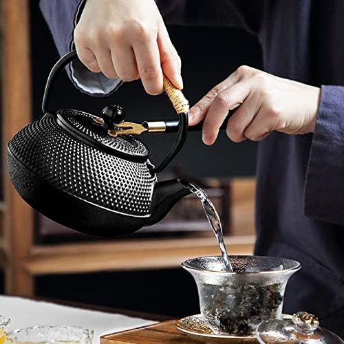 Cast Iron teapot,Classic Tea Kettle,Tetsubin Japanese Cast Iron Teapot Cup Set Tea Kettle Maker Tetsubin with Kettle Fork and Kettle Mat(Size:1200ml) - Image 3
