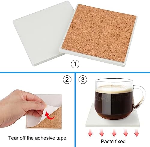 GNIEMCKIN 45 Pieces 4x4 Inch Blank Ceramic Coasters, White - Image 3