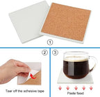 60 Pieces 4 Inch Blank Ceramic Coasters, Unglazed Ceramic Tiles Coasters, Ceramic Tiles with Cork Backing Pads for Painting, DIY Crafts, Mosaics, Square, White.by GNIEMCKIN - Image 3