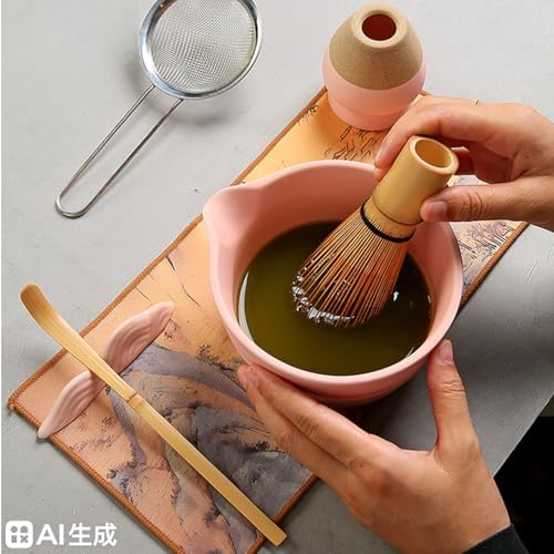 7Pcs Japanese Matcha Whisk Set, Ceramic Matcha Kit with Matcha Bowl,Matcha Whisk, Scoop, Sifter, Whisk Holder Unique Gifts for Matcha Lovers,Gift Box Packaging (Green) - Image 7