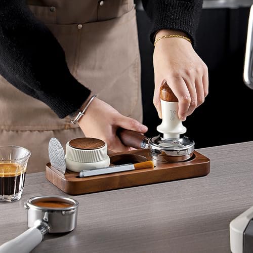 Bincoo 51/53mm Espresso Tamping Station - Sapele Coffee Bar Organizer with Non-Slip Mat, Multi-Slot Design for Counter, Holds Tamper,Distributor, Basket Holder - Image 6
